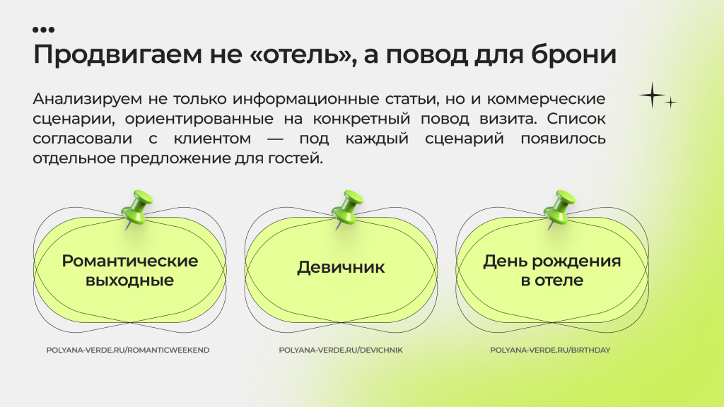 Продвигаем не отель, а повод для брони